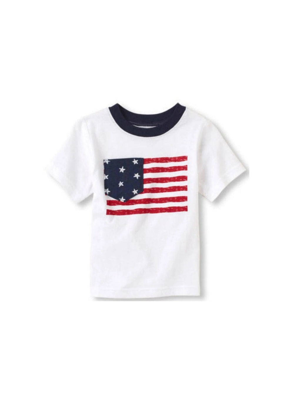 NWT Children’s Place Patriotic Red Stripes & Navy w White Stars Pocket Tee 3T